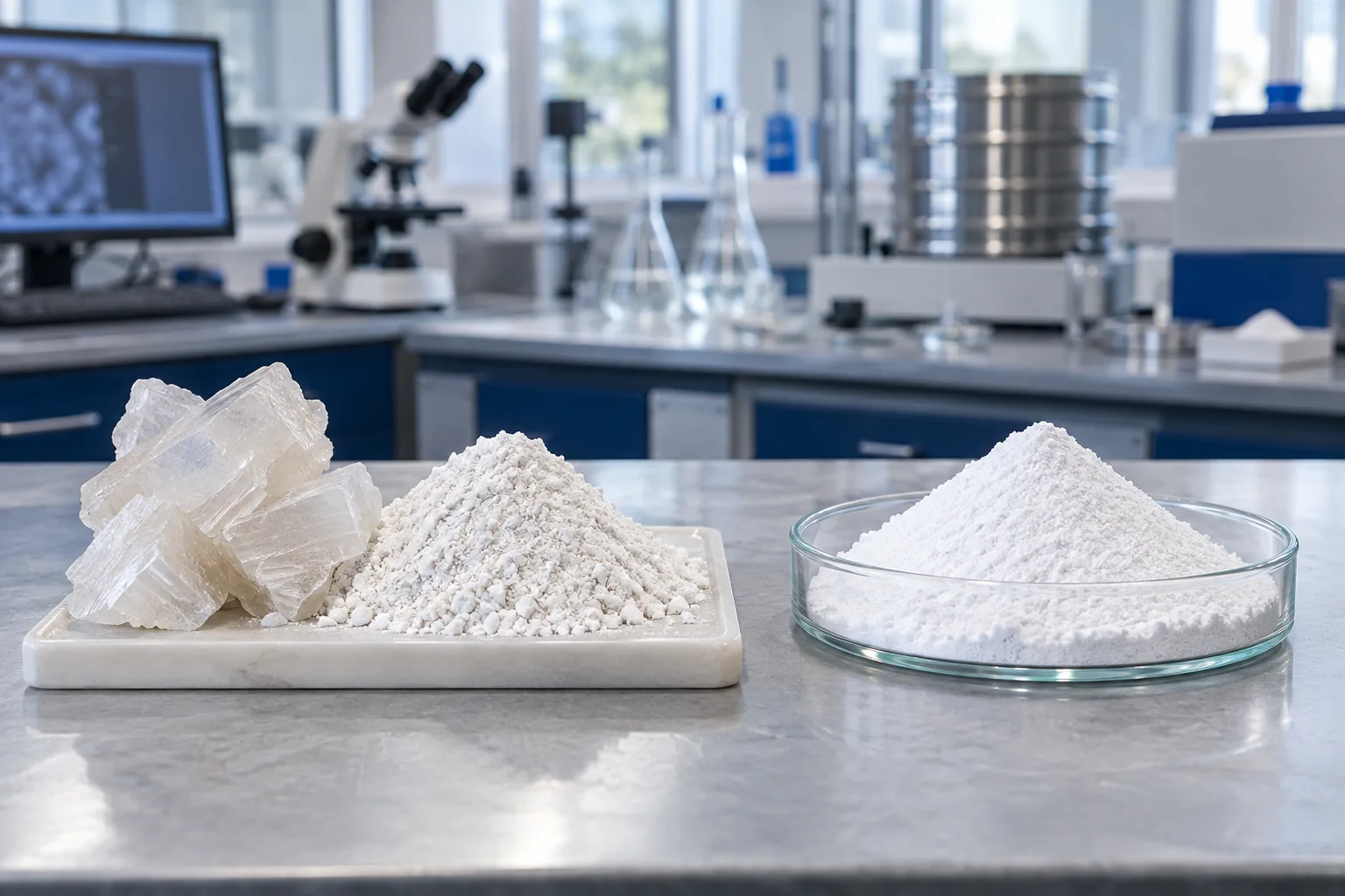 Iranian white barite crystals and micronized powder compared with precipitated barium sulfate